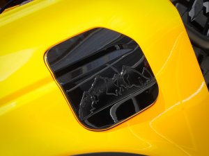 Ford Bronco Fuel Door Cover - Mountain Range Design - Gloss Black Finish